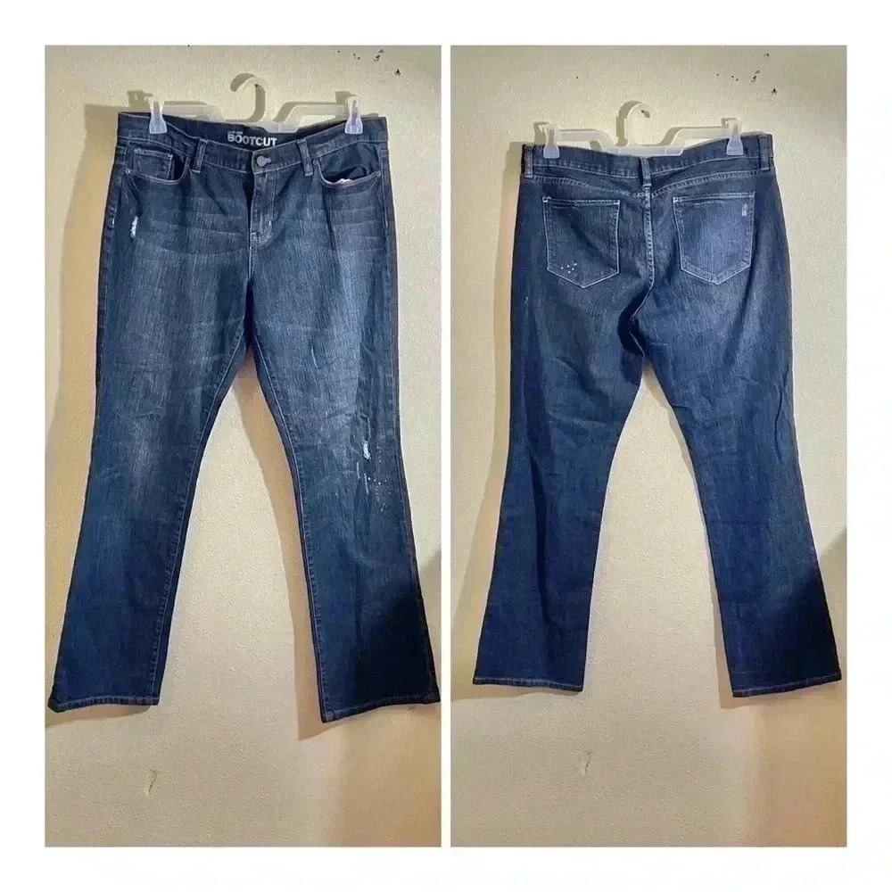 NY&Co Jeans Women Size 12 (31.5”Inseam) Low Rise Bootcut Dark Blue Wash Y2K
